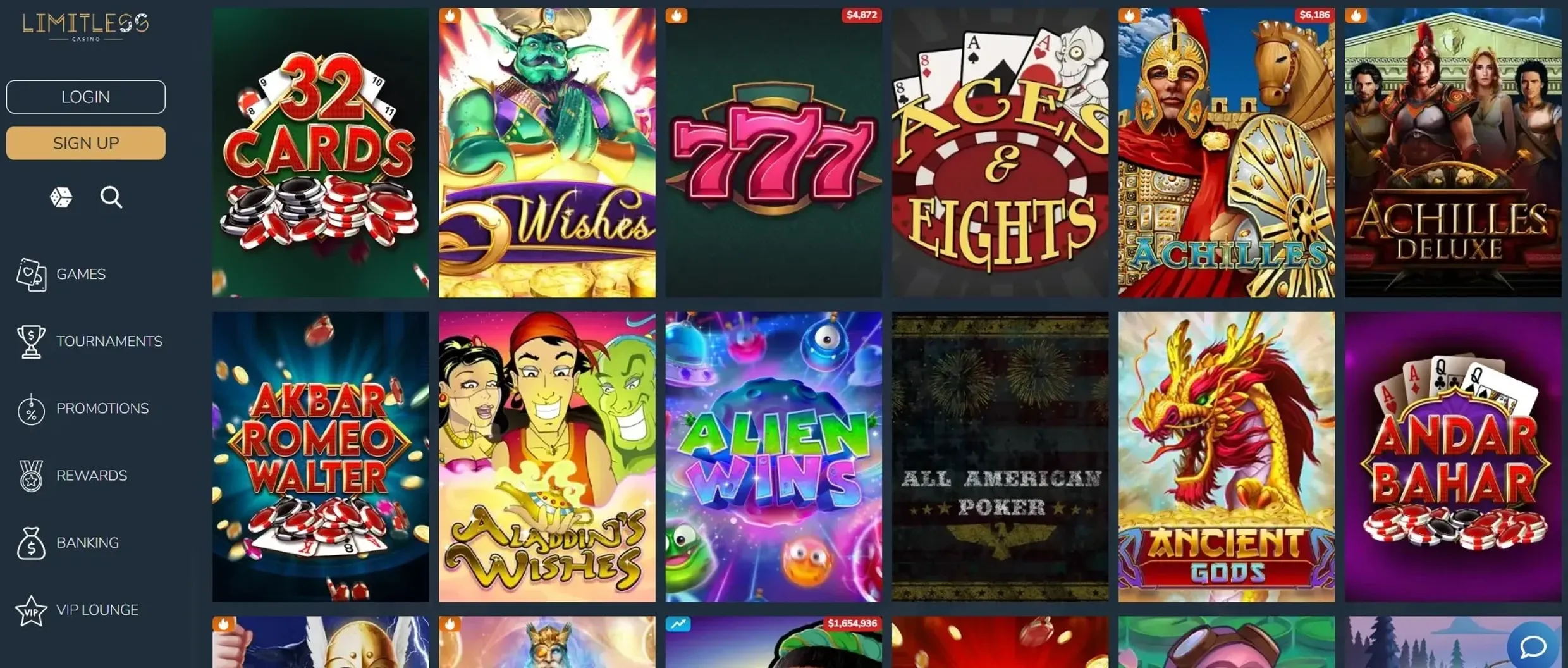 Limitless casino games image